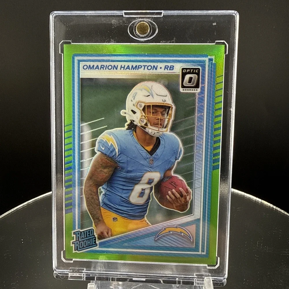 2025 Panini Donruss Optic Omarion Hampton #212 Rated Rookie Green Prizm /50